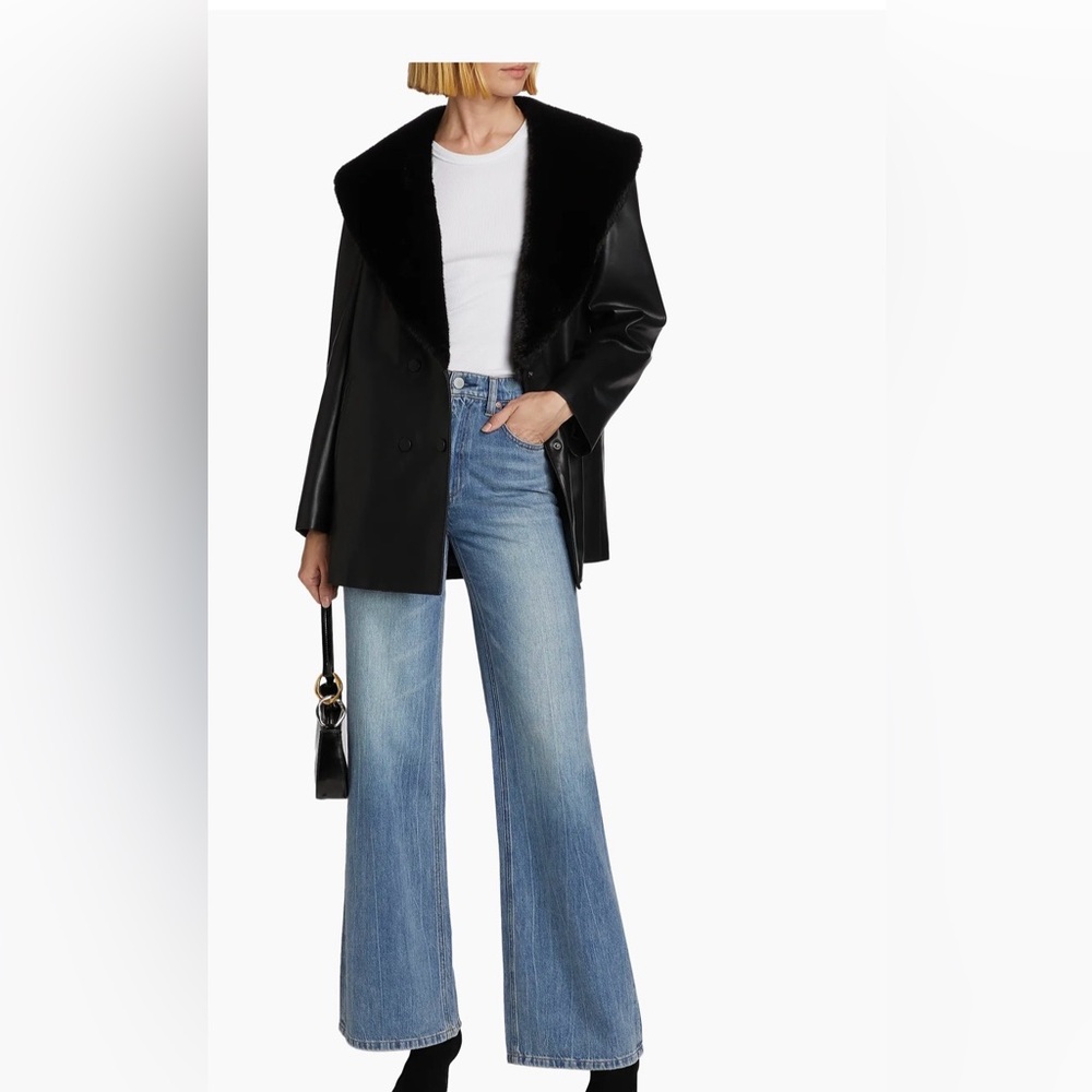 Mercer Collective' Black Faux Leather Jacket with Faux Fur Collar